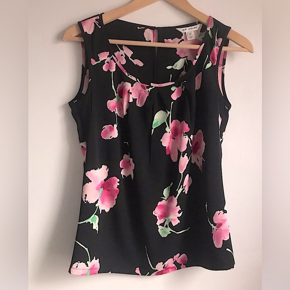 St. John Tops - ST JOHN Stretchy Silk Floral Sleeveless Top
